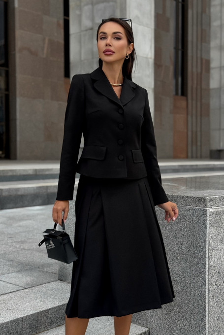 Костюм женский с юбкой черный деловой 24-414-2