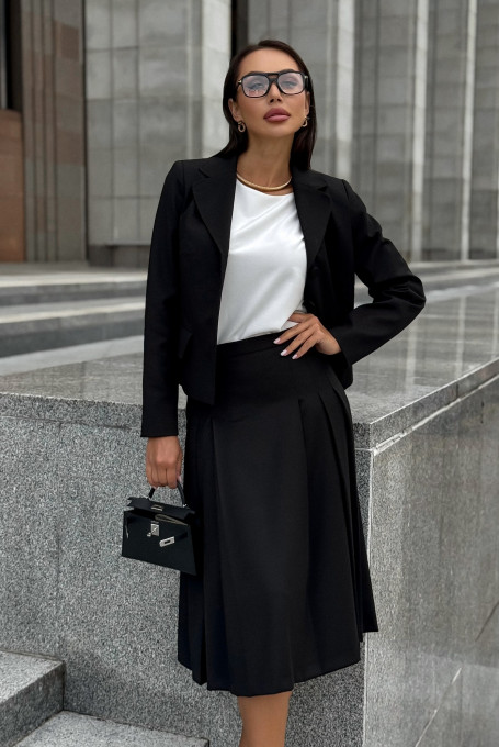 Костюм женский с юбкой черный деловой 24-414-2