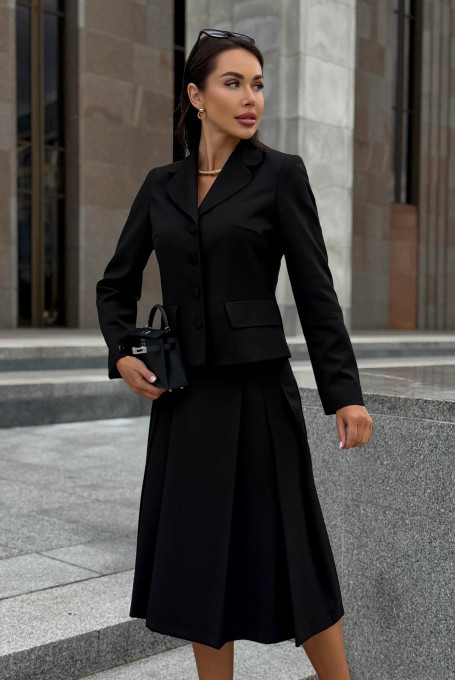 Костюм женский с юбкой черный деловой 24-414-2