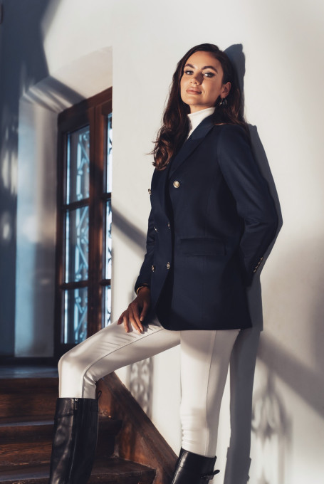 Жакет (пиджак) женский классический приталенный синий  24-421-1