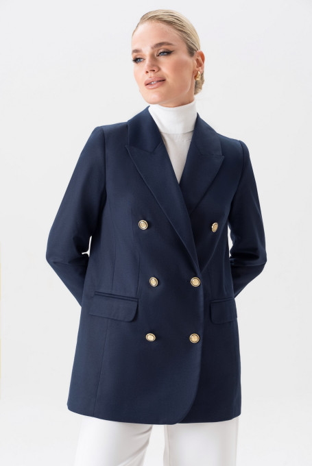 Жакет (пиджак) женский классический приталенный синий  24-421-1