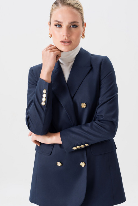 Жакет (пиджак) женский классический приталенный синий  24-421-1
