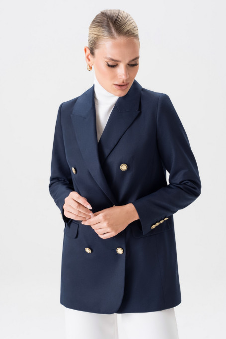 Жакет (пиджак) женский классический приталенный синий  24-421-1