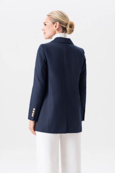 Жакет (пиджак) женский классический приталенный синий  24-421-1