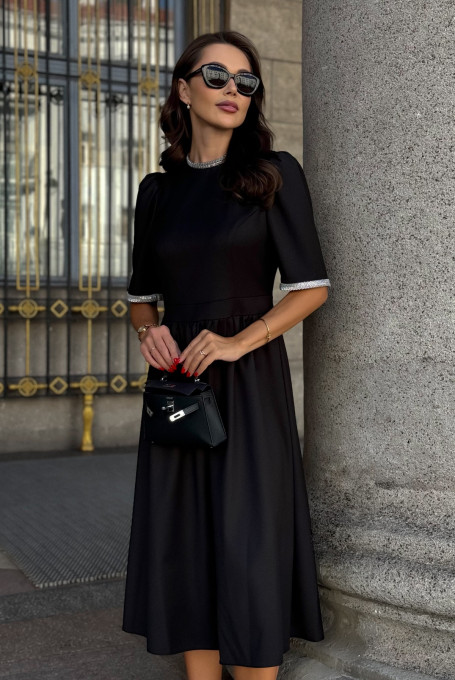 Черное платье женское миди элегантное 24-422-1