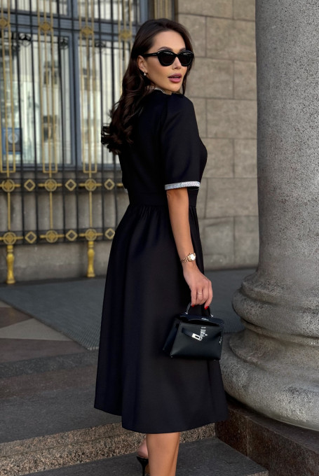 Черное платье женское миди элегантное 24-422-1