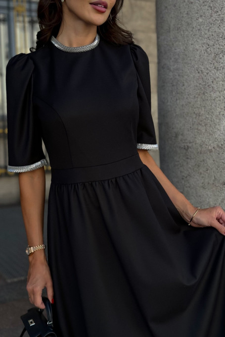 Черное платье женское миди элегантное 24-422-1