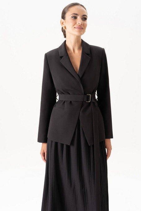 Черный юбочный костюм 24-424-1