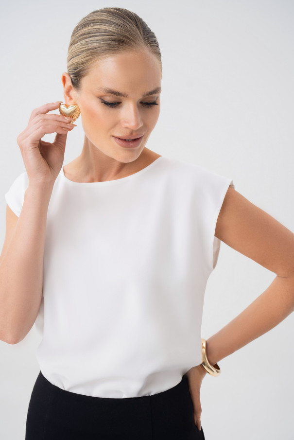 Блузка белая женская URS / ЮРС – базовая офисная