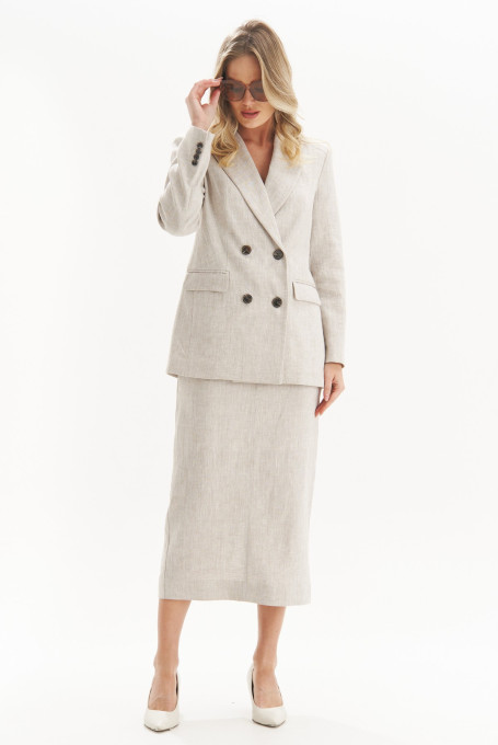 Льняной юбочный костюм 24-442-1