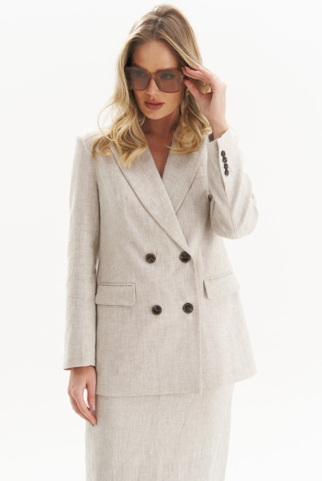 Льняной юбочный костюм 24-442-1