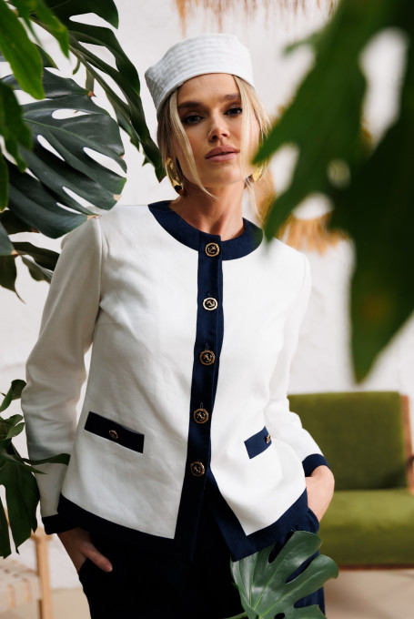 Льняное брючный костюм 24-443-1