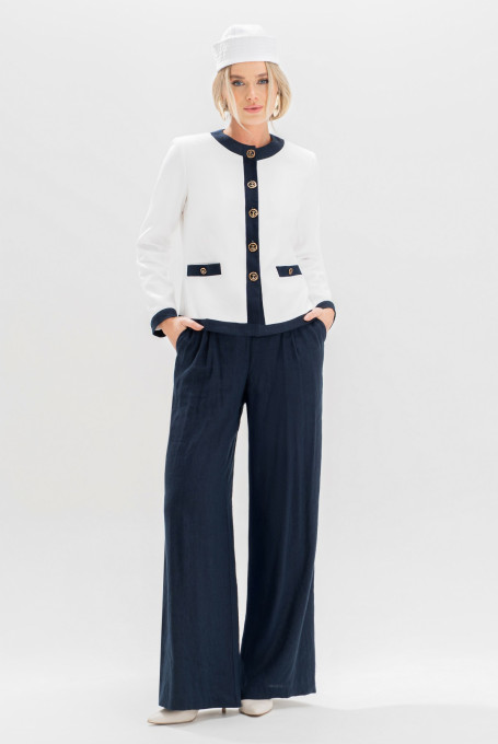 Льняное брючный костюм 24-443-1