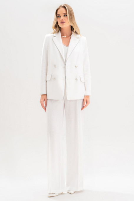 Белый брючный костюм 24-452-1