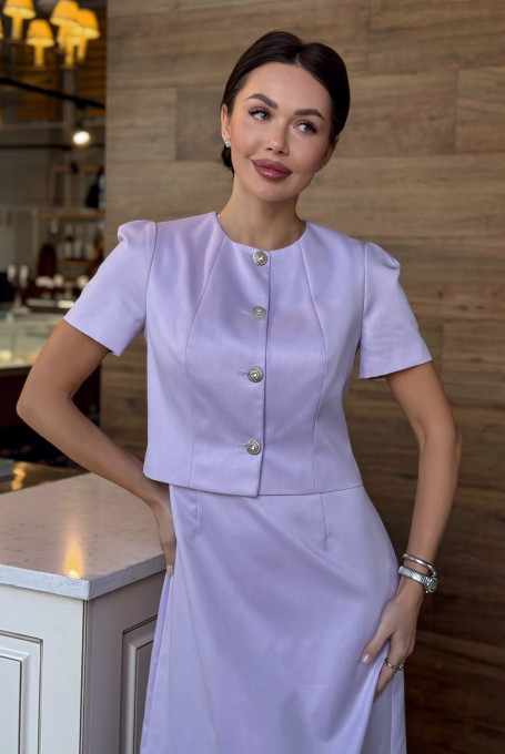 Лавандовый костюм с платьем 24-456-3
