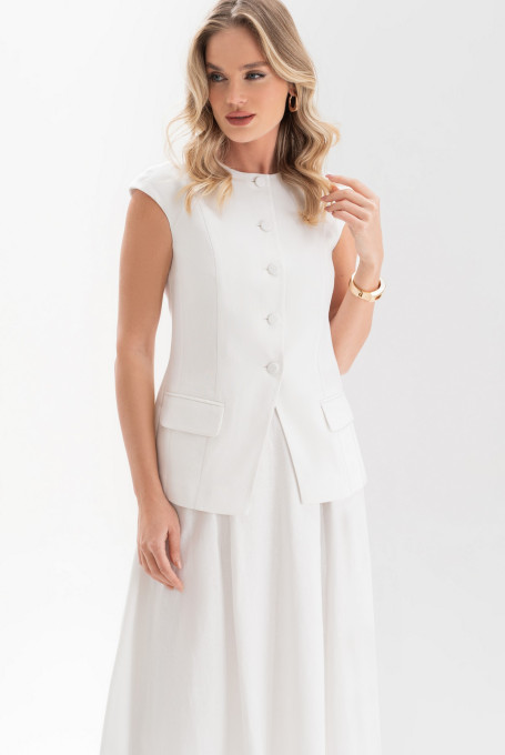 Белый юбочный костюм 24-458-1
