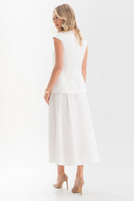 Белый юбочный костюм 24-458-1