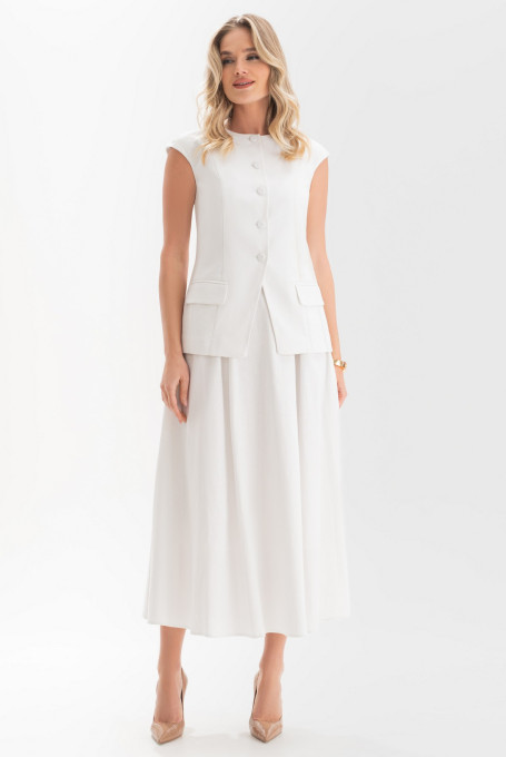 Белый юбочный костюм 24-458-1