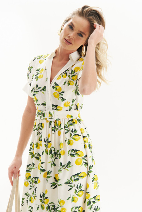 Летнее платье из вискозы в лимоны женское 25-506-1