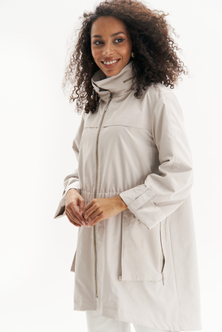 Бежевая удлиненная ветровка, парка 25-508-1