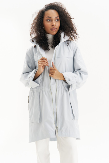 Серо-голубая удлиненная ветровка-парка 25-508-2