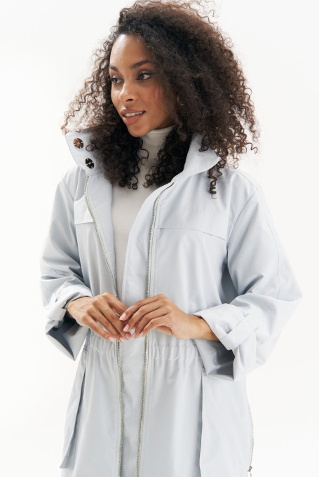 Серо-голубая удлиненная ветровка-парка 25-508-2