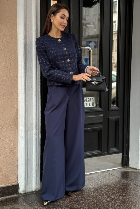 Синий твидовый жакет (пиджак) 25-514-1