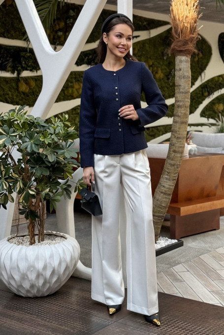 Синий твидовый жакет (пиджак) 25-538-1