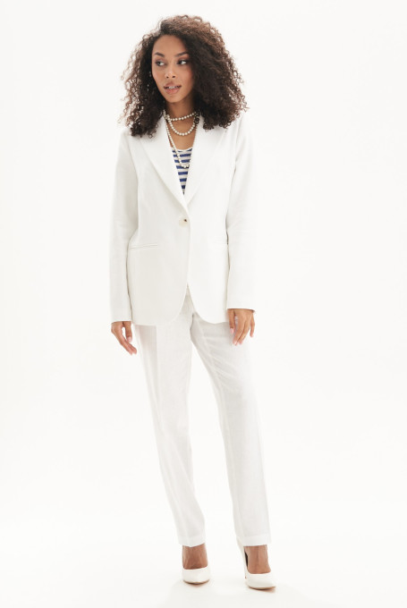 Белый женский костюм с брюками  25-542-1