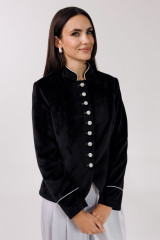 Черный бархатный женский приталенный жакет URS / ЮРС