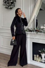 Черный бархатный женский приталенный жакет URS / ЮРС