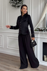 Черный бархатный женский приталенный жакет URS / ЮРС