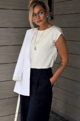 Льняные женские брюки синего цвета URS / ЮРС