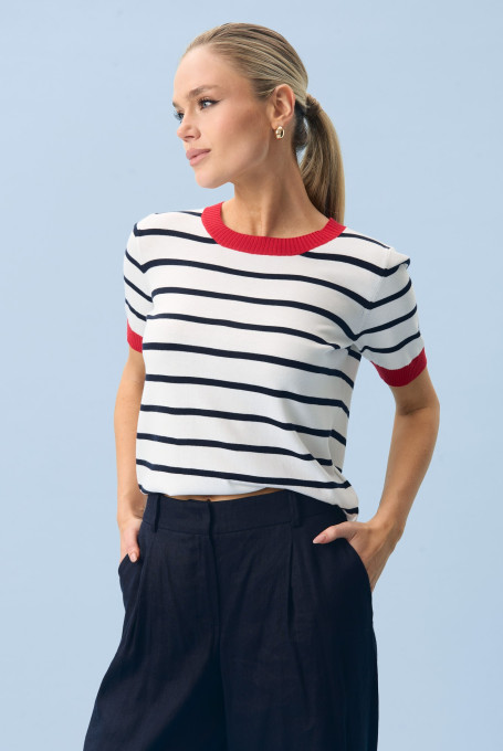 Льняные брюки палаццо синие женские 25-547-1 (164-170)