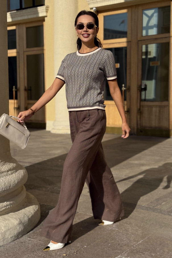 Брюки льняные женские палаццо URS / ЮРС