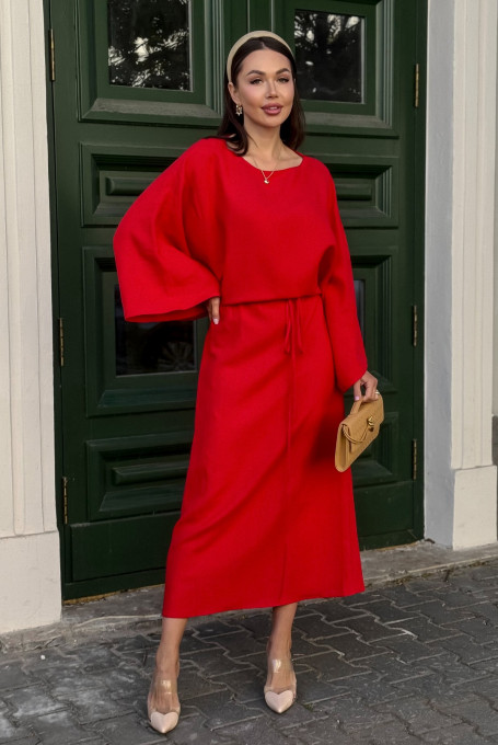 Красное платье свободного кроя 25-555-1