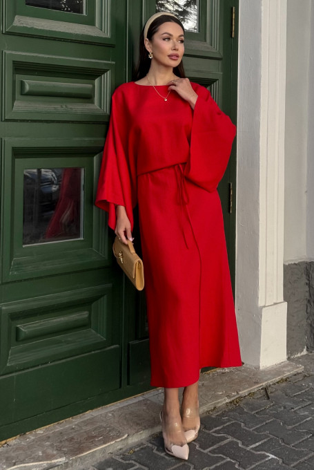 Красное платье свободного кроя 25-555-1