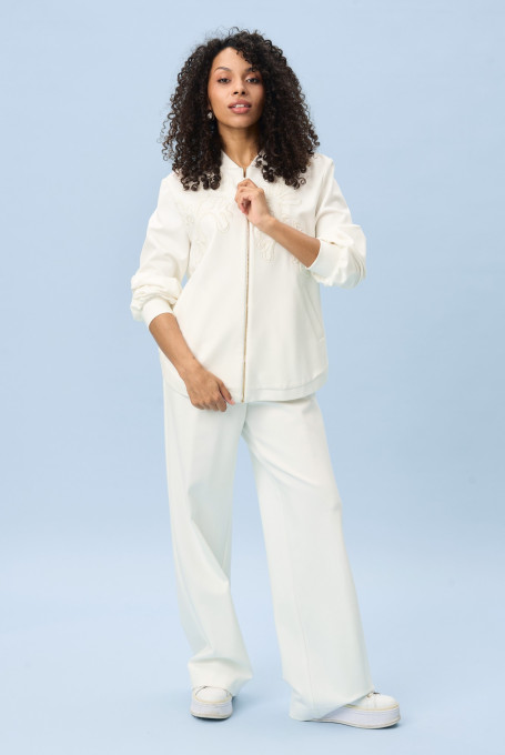 Женский костюм спорт шик молочный 25-556-1