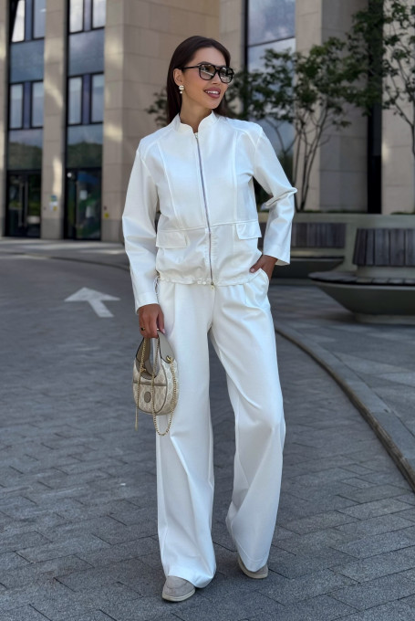 Белый костюм sport chic с брюками 25-563-1