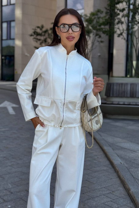 Белый костюм sport chic с брюками 25-563-1