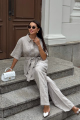 Льняной костюм женский с брюками URS / ЮРС