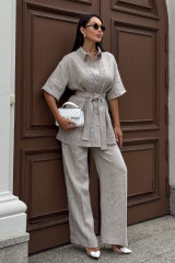 Льняной костюм женский с брюками URS / ЮРС