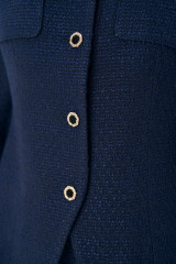 Синий твидовый костюм женский с юбкой URS / ЮРС