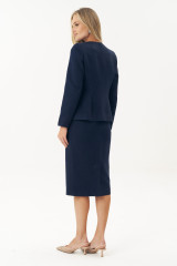 Синий твидовый костюм женский с юбкой URS / ЮРС