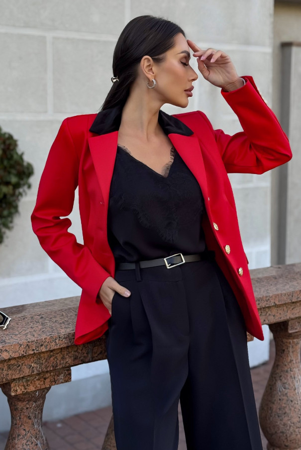 Красный приталенный жакет (пиджак) URS / ЮРС