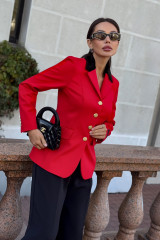 Красный приталенный жакет (пиджак) URS / ЮРС