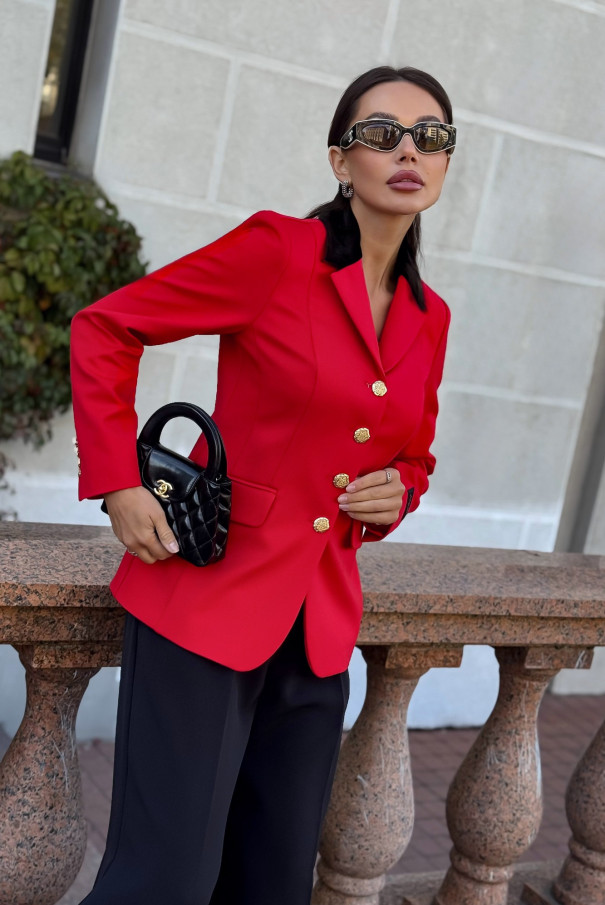 Красный приталенный жакет (пиджак) URS / ЮРС