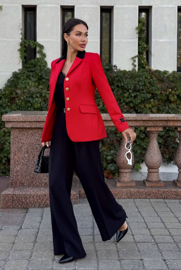 Красный приталенный жакет (пиджак) URS / ЮРС