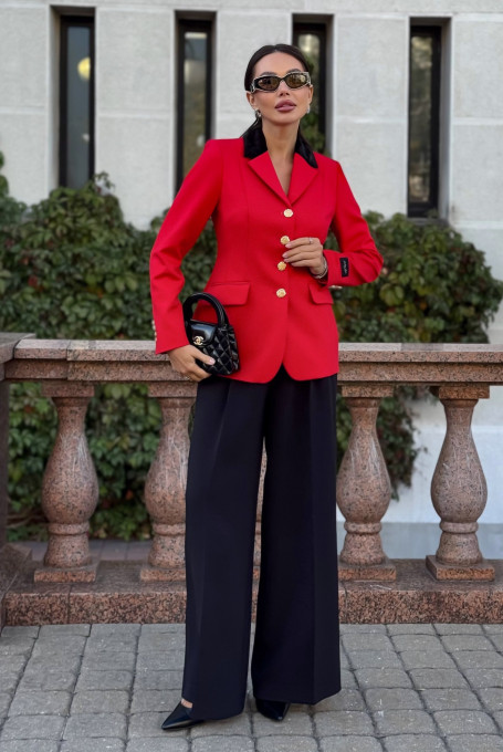 Красный приталенный жакет (пиджак) женский классический 25-570-1