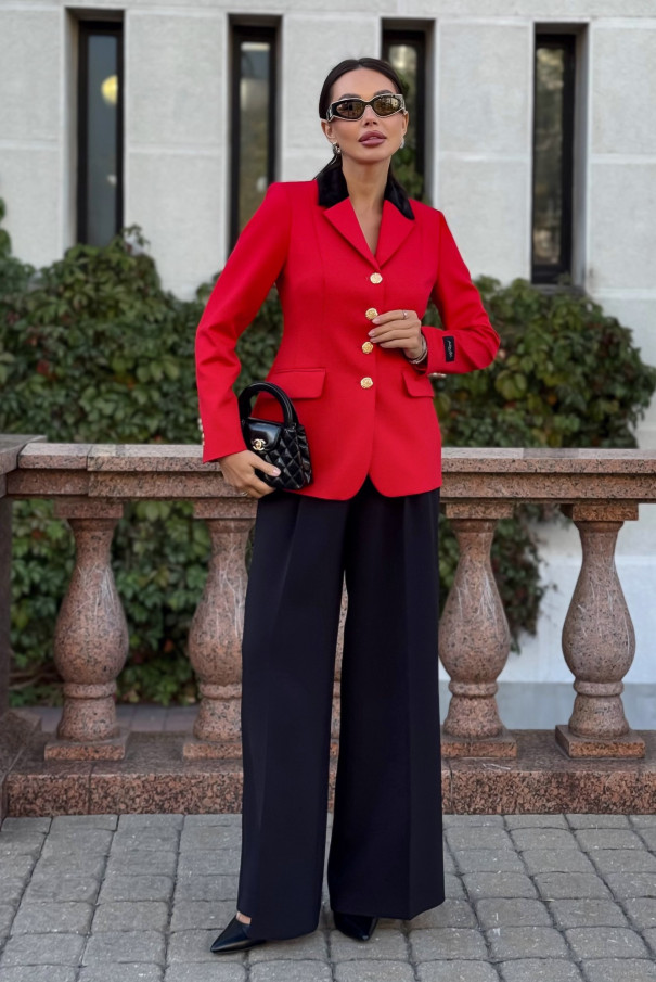 Красный приталенный жакет (пиджак) URS / ЮРС